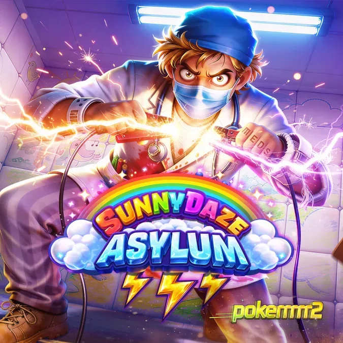 Tampilan antarmuka slot Sunnydaze Asylum dengan tema rumah sakit jiwa yang unik