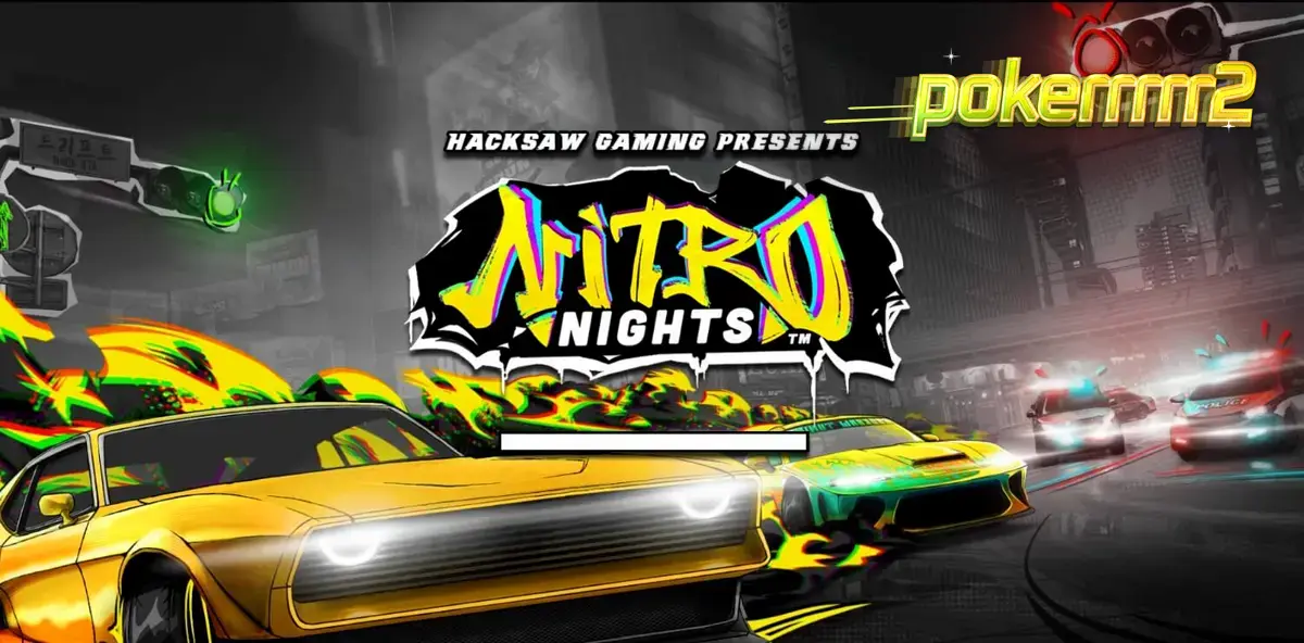 Tampilan antarmuka slot Nitro Nights dengan tema balap jalanan neon